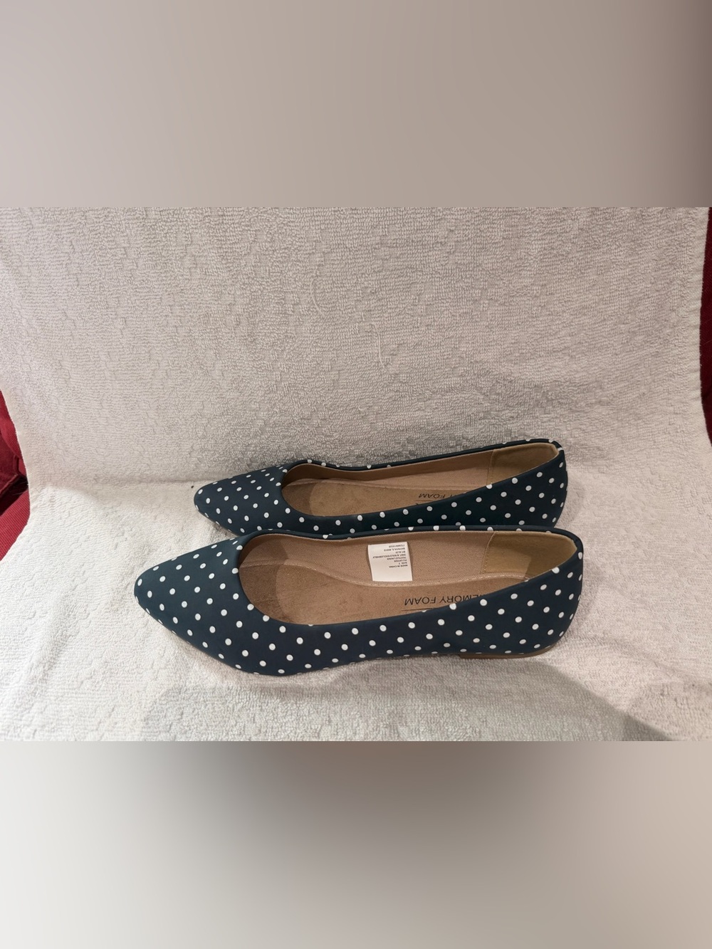 Serra Memory Foam Navy Blue Polka Dot Pointed Toe Flats